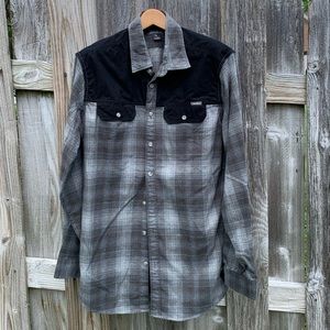 Eddie Bauer Grey Plaid L/S Shirt Large Tall